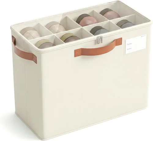 Vista 21 de Varhomax Shoe Organizer Box for Closet, Fabric Shoe Storage Bin with Adjustable Dividers & Clear Cover, Holds up 16-32 Pairs of Sneakers & Sandals