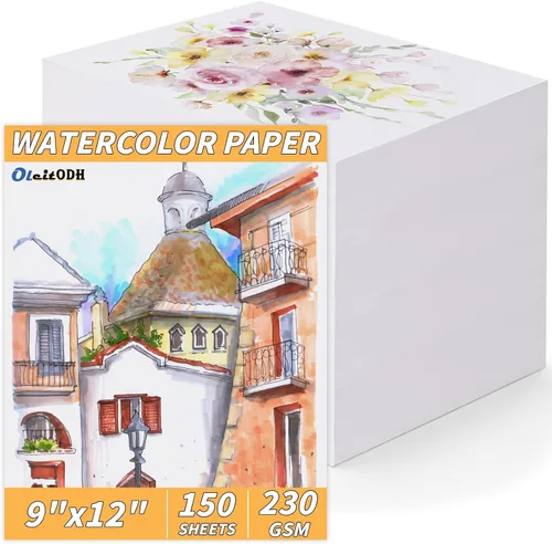 Vista 11 de 150 hojas de papel para acuarela a granel, papel de color blanco para estudiantes de pintura, adultos, artistas, dibujo - 65LB/180GSM papel de arte