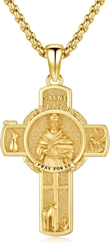 Vista 56 de 925 Sterling Silver Patron Saint Amulet Necklace for Men Women plateado