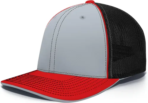 Vista 24 de Pacific Headwear Gorra unisex Pacific Headwear Trucker Flexfit® para adultos Grafito/Negro/Negro