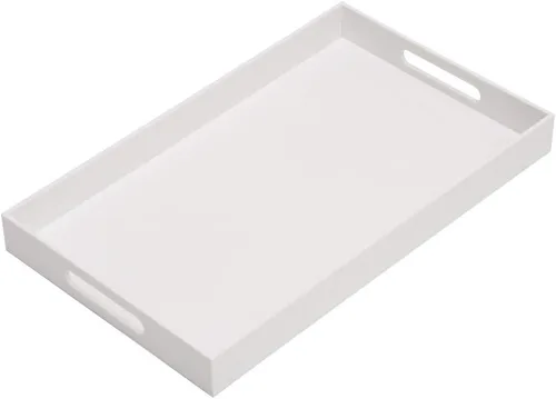 Vista 18 de KEVLANG Bandeja de acrílico transparente resistente con asas, bandeja organizadora de encimera de 8 x 8 x 2 pulgadas de alto para cocina, baño