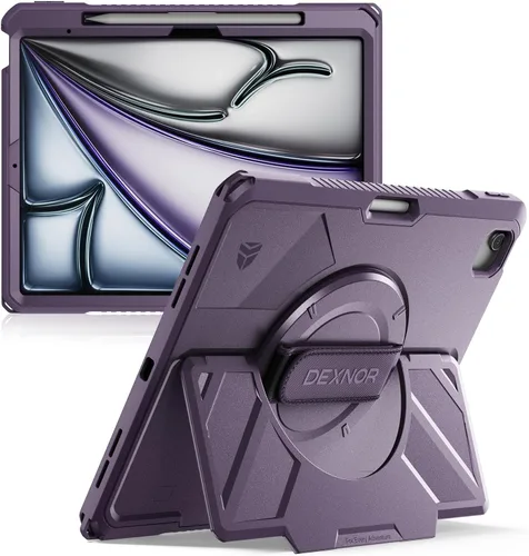 Vista 39 de Dexnor Funda para iPad mini 7 (A17 Pro) 2024/mini 6 2021 de 8.3 pulgadas, funda protectora resistente con correa de mano giratoria de 360° y soporte