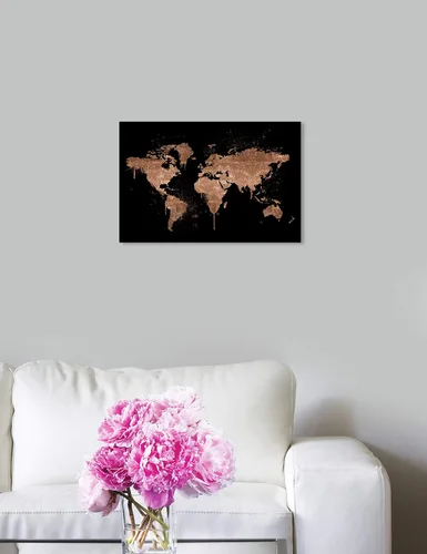 Vista 4 de The Oliver Gal Artist Co. Maps - Lienzo decorativo para pared, diseño de cobre, decoración del hogar, 15 x 10 pulgadas, bronce, negro