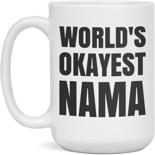 Vista 3 de Worlds Okayest Nama - Taza Okayest Nama, 11 onzas, color blanco