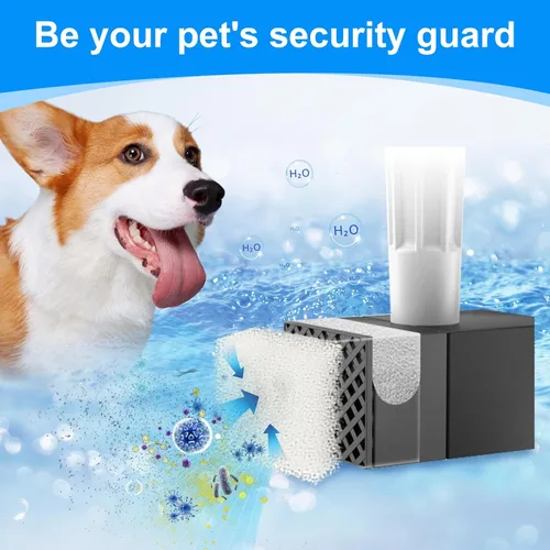 Vista 4 de Paquete de 12 filtros y 12 esponjas de bomba de agua para perros, compatible con fuente de perro FEELNEEDY de 7L/1.8 galones (FN-W05), 12+12 filtros