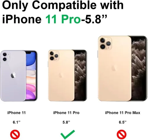 Vista 2 de Funda para iPhone 11 Pro con cadena de dije para teléfono, funda protectora con purpurina transparente para mujeres y niñas para iPhone 11 Pro