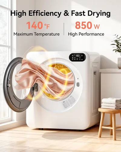 Vista 2 de Euhomy Secadora de ropa de 1.5 pies cúbicos, secadora 4 en 1, control de panel LED para habitaciones Small Electric Dryer Machine for Laundry
