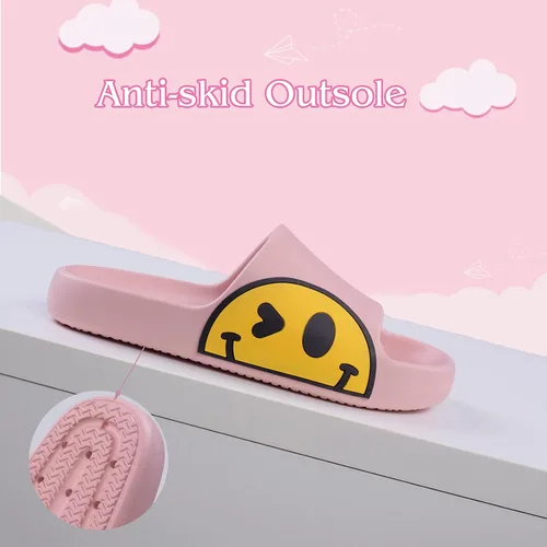 Vista 4 de Pantuflas para hombre, mujer, niñas y niños, de etilvinilacetato, antideslizantes, para interiores y exteriores, pantuflas con caras sonrientes
