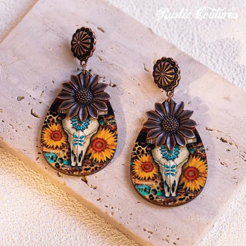 Vista 6 de Pendientes de turquesa occidental de Rustic Couture para mujer, joyería de país occidental