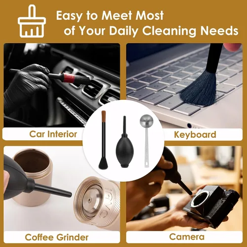 Vista 6 de Kit de limpieza para molinillo de café con cepillo, cuchara y soplador, herramientas de limpieza para máquina de espresso, accesorios de barista