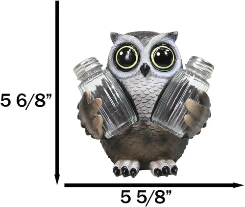 Vista 6 de Ebros Gift Whimsical Owlet Baby Owl con grandes ojos redondos de cristal, salero y pimentero, juego de figuras de exhibición de 6 pulgadas de alto