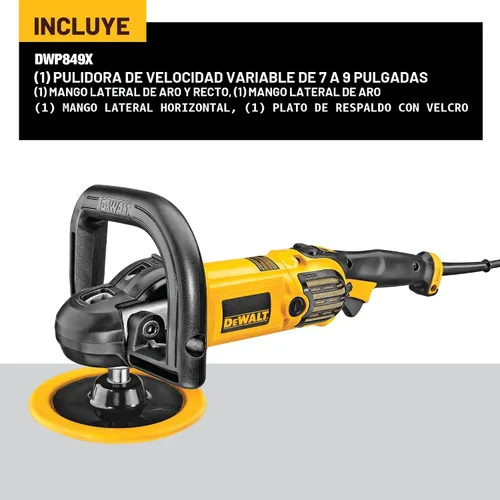 Vista 2 de DeWalt DWP849X 7-9 pulgadas Pulidora de velocidad variable con arranque suave
