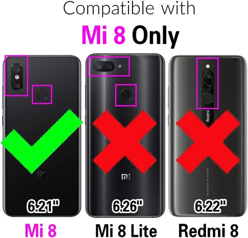 Vista 2 de Compatible con Xiaomi Mi 8/Mi8 Pro - Funda tipo cartera de cuero con tapa para tarjetero, accesorios para celular, monedero folio, identificación