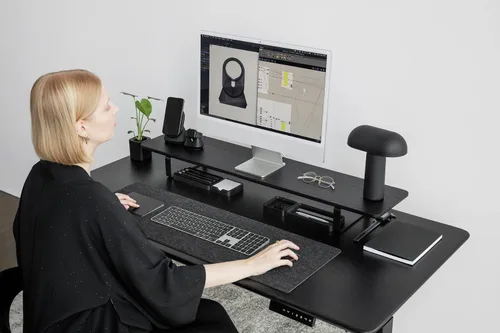 Vista 8 de Oakywood Soporte doble para monitor, hecho a mano en la UE, elevador de madera natural, accesorios para laptop, capacidad de 220 libras, 41.3 x 9