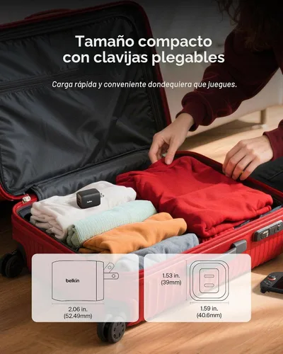 Vista 5 de Belkin Bloque de cargador USB C dual para juegos para Nintendo Switch 2 y Pro con carga rápida GaN de 65 W - Apple iPhone 17, iPad, MacBook
