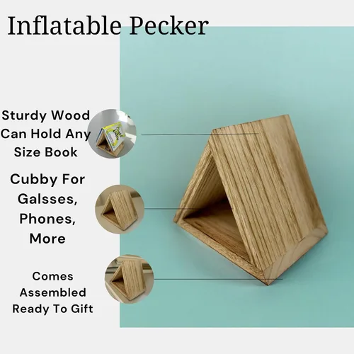 Vista 6 de Soporte de libro triangular multifuncional personalizado, no requiere montaje, elegante soporte para libros, accesorio de libro de madera, regalo