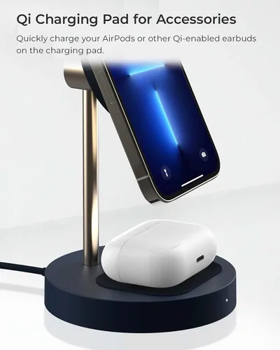 Vista 4 de iOttie Velox - Soporte magnético inalámbrico Duo. Soporte de montaje de 7.5 W + almohadilla de carga de 5 W. MagSafe compatible con iPhone 12
