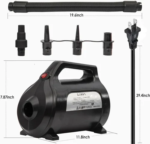 Vista 2 de ZOOMBROS Bomba de aire eléctrica de 120 V para tubo remolcable inflable/barco/colchón de aire/anillo de natación/juguete de piscina/snorkel/deportes