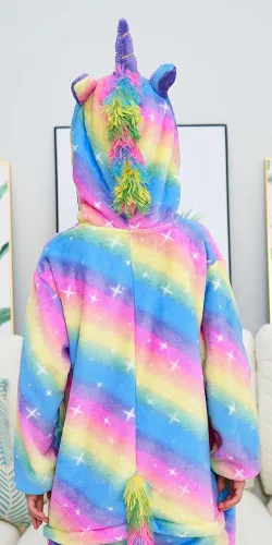 Vista 33 de Pijama de unicornio unisex para niños, enteritos para disfraz, Halloween