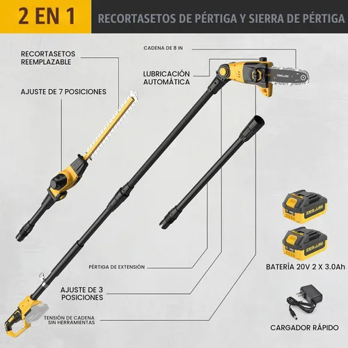 Vista 9 de ZEGJAW Sierra de poste 2 en 1 de 8 pulgadas y recortadora de setos de poste