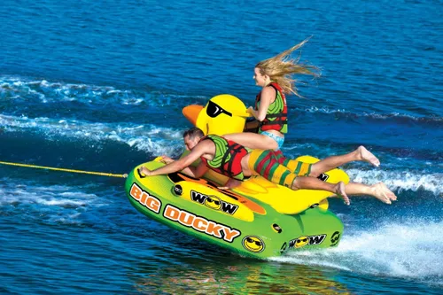 Vista 4 de WOW Sports Tubo de cubierta remolcable Big Ducky para navegación - 1-3 personas 510 libras de capacidad - Tubo inflable para deportes acuáticos