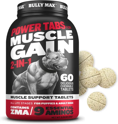Vista 10 de Comprimidos masticables Bully Max 2 en 1 para construcción muscular para perros - Vitaminas y suplementos para cachorros y perros, suplementos