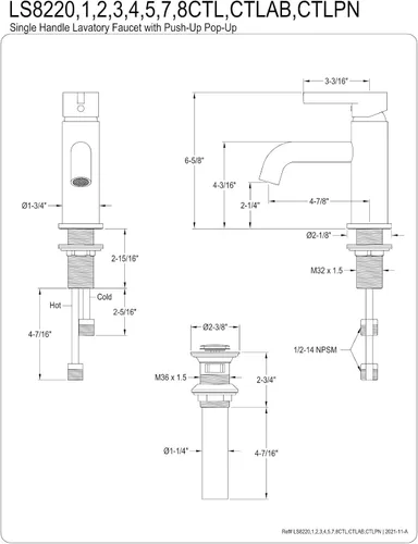 Vista 4 de Kingston Brass LS8228CTL Continental - Grifo de baño, níquel cepillado, 4.88 x 2.13 x 6.63