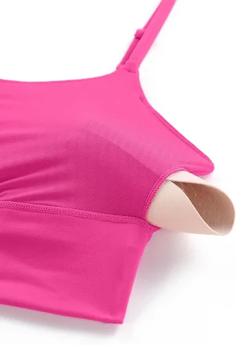 Vista 5 de CRZ YOGA Brasier deportivo ajustable de línea larga para mujer, con espalda en V, brasier de yoga acolchado para entrenamiento, camiseta sin mangas