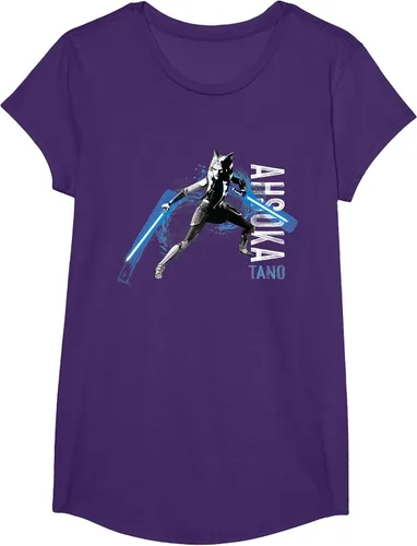 Vista 13 de Star Wars The Clone Wars Ahsoka Tano Dual Lightsabers Camiseta Asphalt Grey