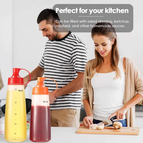 Vista 6 de Botella exprimidora de condimentos para salsas de boca ancha, botellas de plástico para condimentos, pintura, salsa de tomate, mostaza, aceite