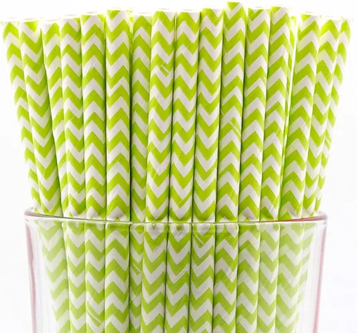 Vista 34 de Paquete de 150 pajitas de papel biodegradables de 4 capas de cheurón rosa bebé (compostables, no tóxicas, sin BPA)