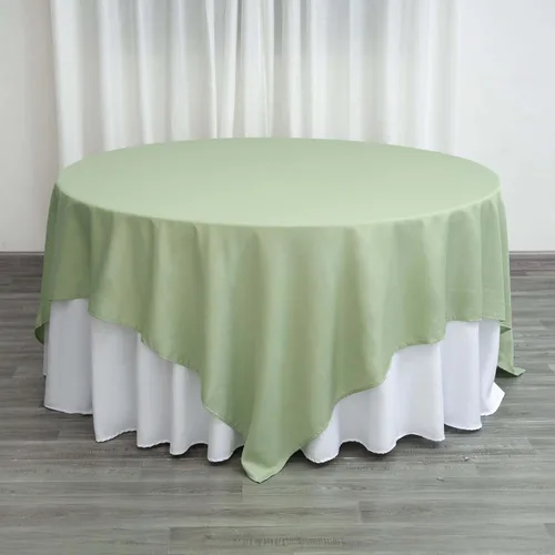 Vista 205 de Efavormart - Mantel cuadrado de lino de poliéster sin costuras, 54 x 54 pulgadas, color beige, para banquetes de boda, fiesta, restaurante