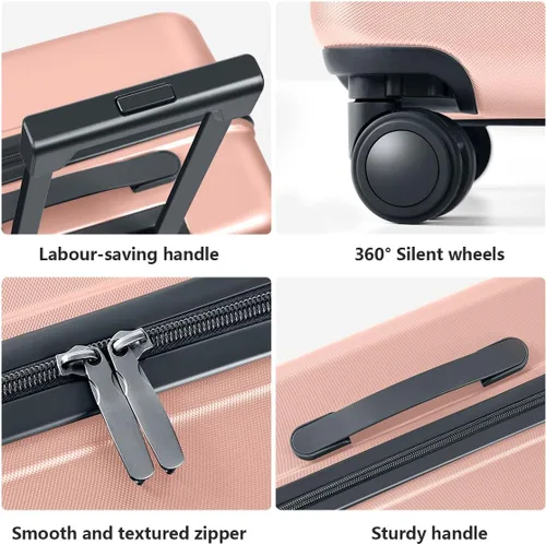 Vista 6 de AnyZip Maletas de equipaje con ruedas giratorias PC+ABS Hardshell TSA Lock, Rosado