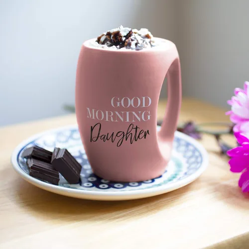 Vista 6 de Pavilion - Good Morning Daughter - Taza de calentamiento de manos rosa de 16 onzas