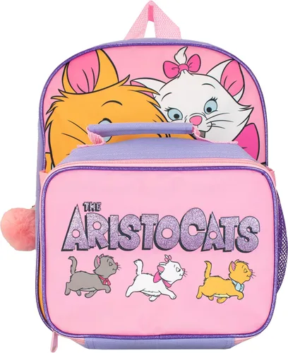 Vista 2 de Disney Mochila con lonchera Mochilas Aristocats Girls para la escuela Mochila escolar rosa para niños, Rosado, Mochilas Tradicionales