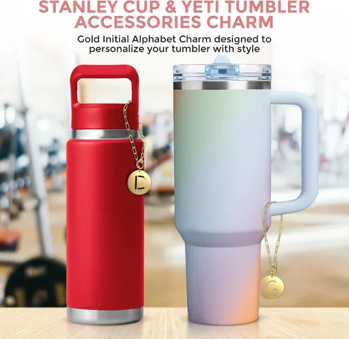 Vista 3 de Stanley Accessories - Dijes dorados de Stanley de 40 onzas con letras A-Z para vaso Stanley, accesorios compatibles con Yeti y Hydro Flask, Pequeño