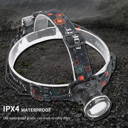 Vista 4 de BORUIT RJ-2166 Linterna frontal LED superbrillante con luz blanca, linterna frontal ajustable de 3 modos, linterna frontal impermeable IPX4, ideal