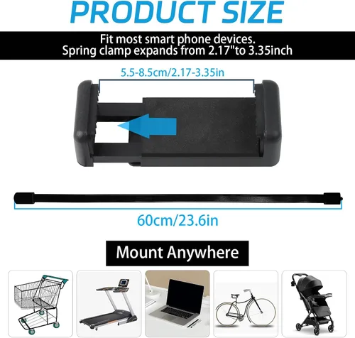 Vista 2 de Soporte de teléfono para cochecito portátil, flexible, soporte para teléfono celular, soporte ajustable de cuello de cisne para teléfono, soporte
