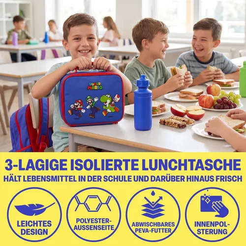 Vista 4 de Get Trend Super Mario Boys Backpack 4 Piece Set