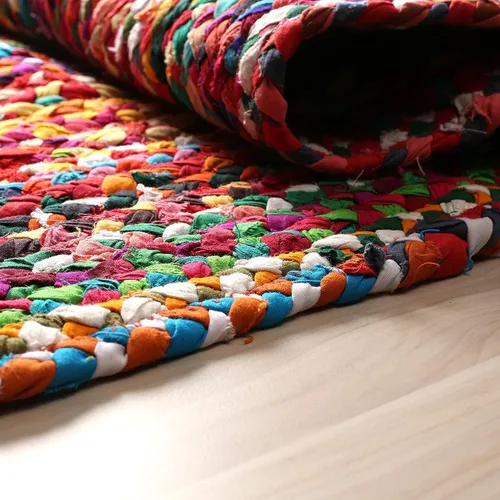 Vista 4 de GRUHUM Alfombra de Área de Yute de 8 x 10 pies de Fibra Natural Hecha a Mano Boho Granja Suave Trenzada Chindi Rústica Vintage para Interiores