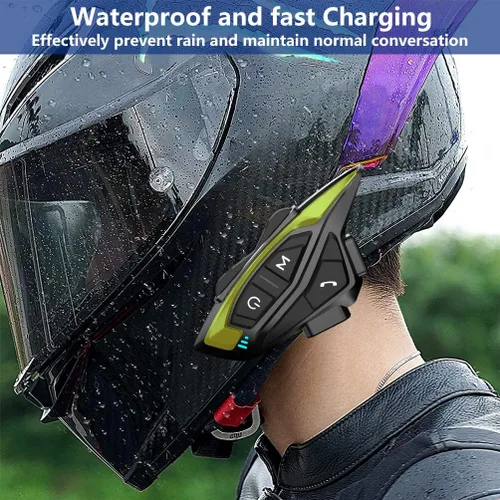 Vista 9 de Kit de intercomunicador Bluetooth para casco de motocicleta, casco de motocicleta con cancelación de ruido DSP/CVC, intercomunicador de casco de 8