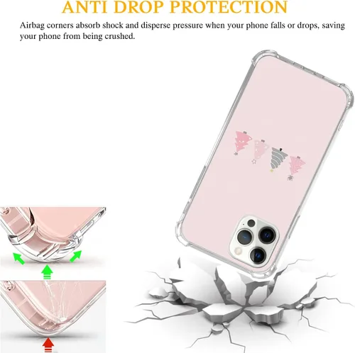 Vista 4 de Bonita funda de árbol de Navidad rosa compatible con iPhone 12 y iPhone 12 Pro, funda de Navidad de invierno para iPhone 12 y iPhone 12 Pro
