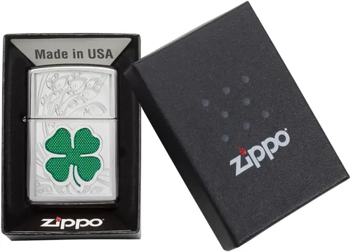 Vista 6 de Zippo Clover Design - Encendedor de bolsillo, cromo pulido, talla única (ZO24699)