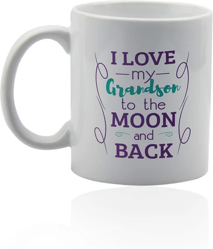 Vista 4 de Taza de nieto de 11 oz. taza de cerámica blanca. Regalos para nieto.