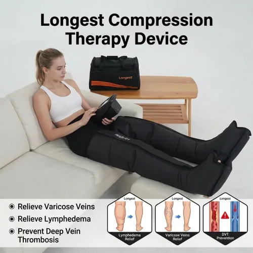 Vista 2 de Botas de terapia de compresión de aire para pies de LONGEST, bombas de linfedema para piernas Sistema de recuperación linfática de compresión