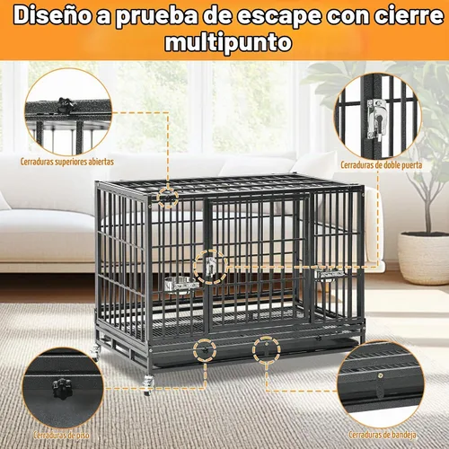 Vista 4 de Homey Pet Jaula para perros apilable de 36 pulgadas, perrera indestructible