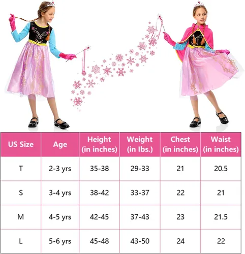 Vista 7 de Princess Costumes for Toddler Girls Snow Party Halloween Dress Up for Little Girls Age 2-7 Years