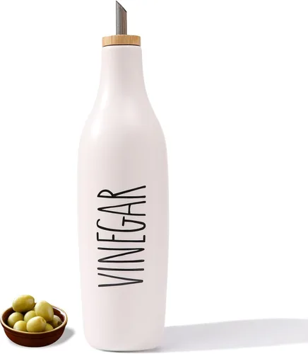 Vista 11 de HOMCDALY Dispensador de aceite de oliva de cerámica para cocina, dispensador de botellas de aceite y vinagre de gres de 16 oz, botella dispensadora