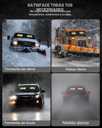 Vista 5 de HLauto 2002L Luces estroboscópicas de emergencia para salpicadero: luces de seguridad ámbar, luces de advertencia intermitentes para parabrisas