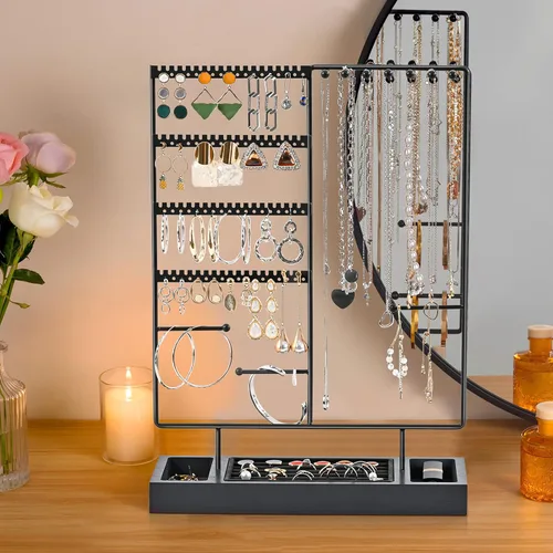 Vista 3 de ProCase Organizador de joyas, organizador de aretes, regalo del día de la madre, organizador de aretes de 6 niveles, estante para collares de árbol